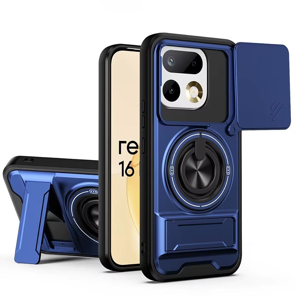 Realme 16 Pro Plus Hülle Mit Ständer Und Kameraabdeckung Für Magsafe, Blau
