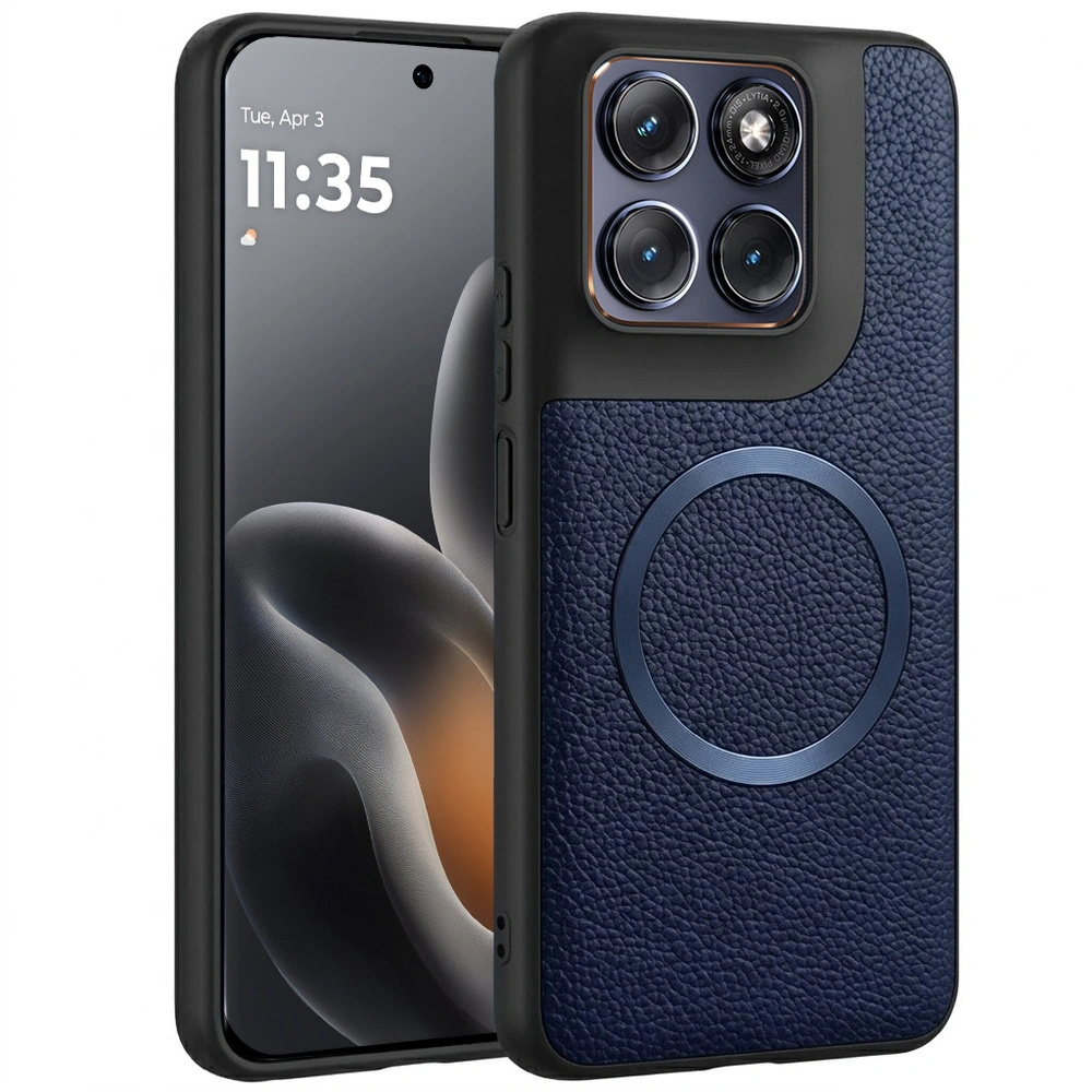 Motorola Edge 70 Fusion Hülle, Leder-hybrid, Magsafe-geschützt, Blau