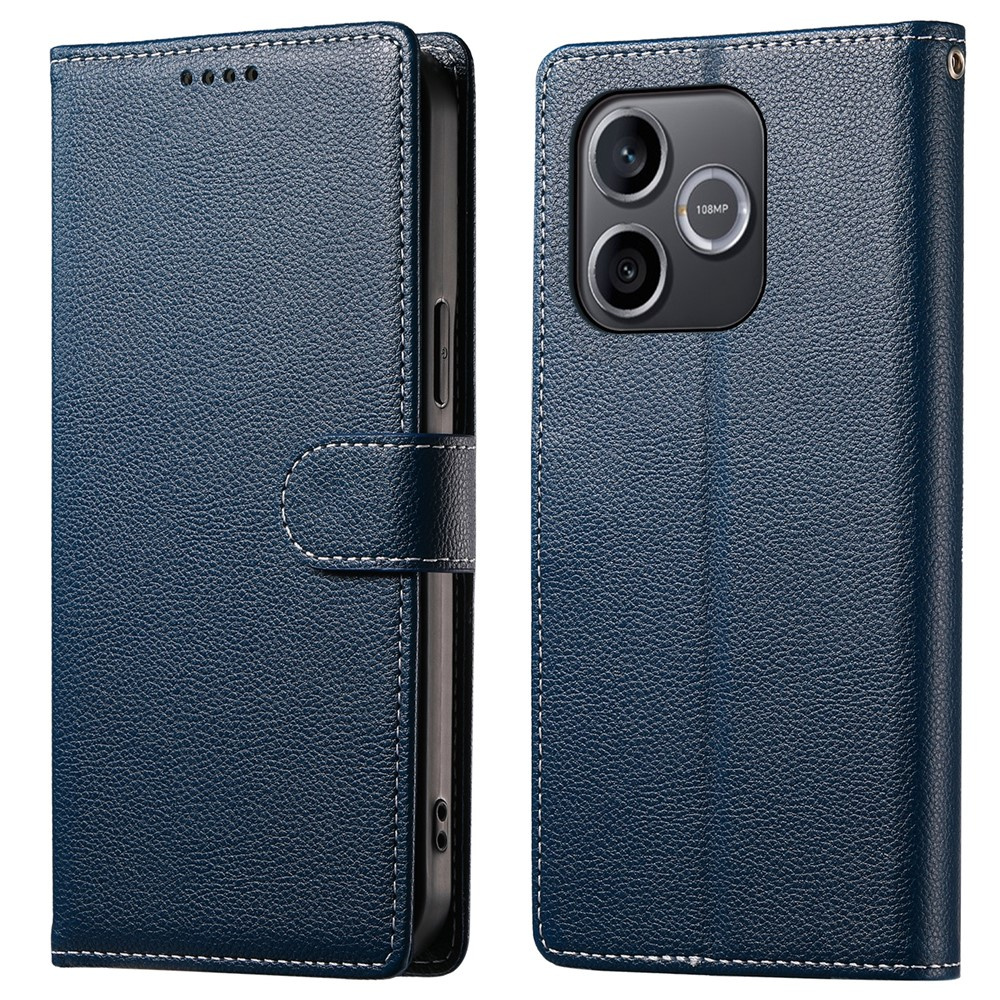 Honor 600 Lite Litchi Wallet Flip Case Mit Handschlaufe, Marineblau