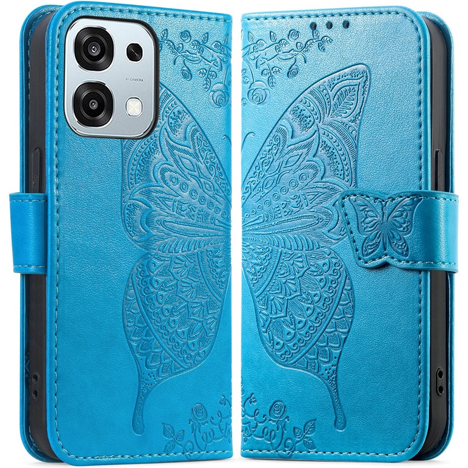 Klapphülle Für Oppo A6 Pro 5g, Schmetterling, Blau