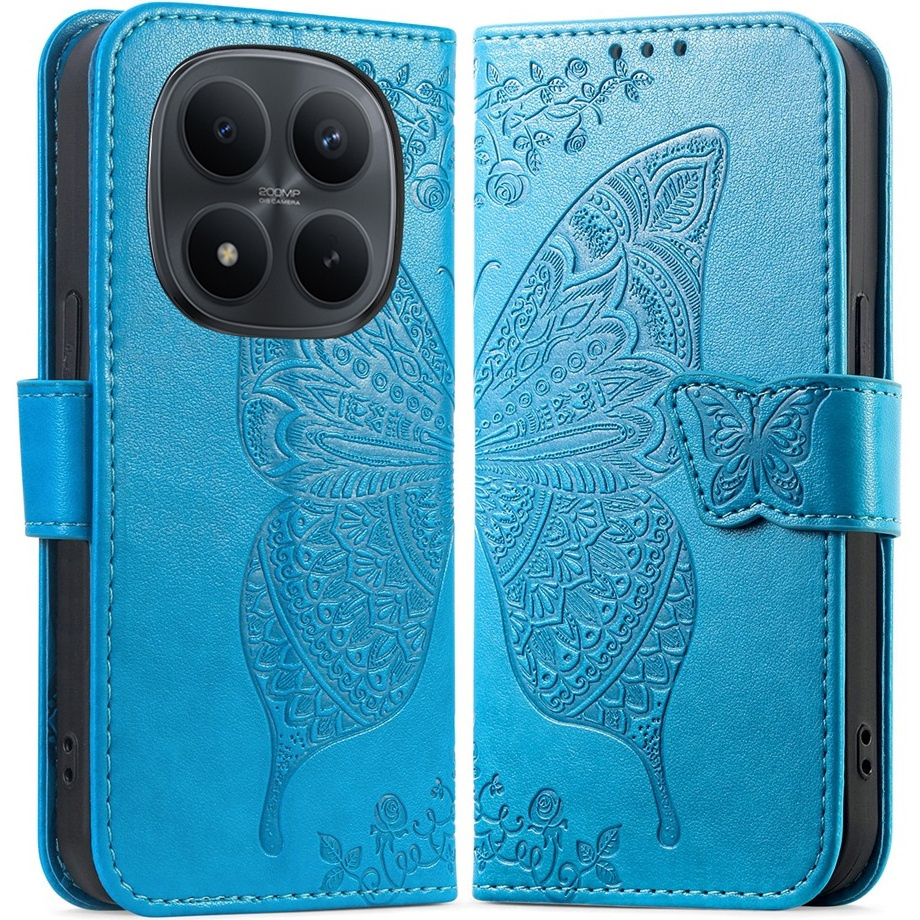 Klapphülle Für Xiaomi Redmi Note 15 Pro 5g, Schmetterling, Blau