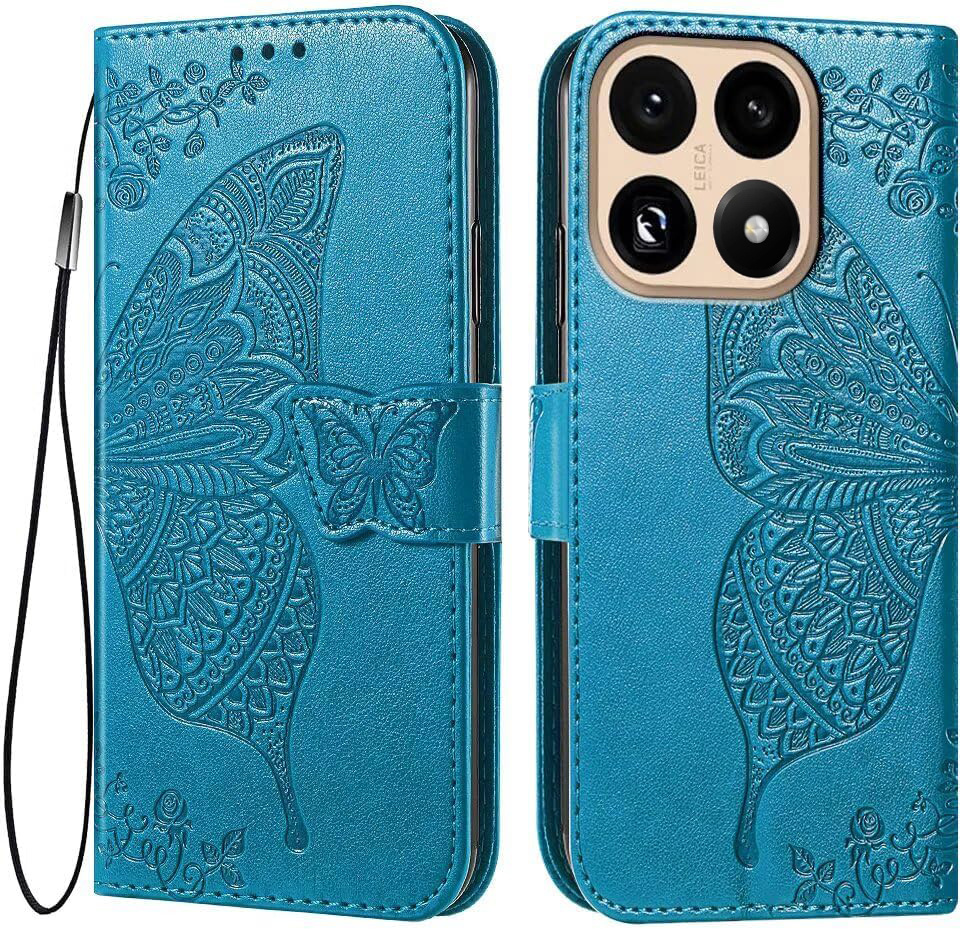 Klapphülle Für Xiaomi 15t, Schmetterling, Blau