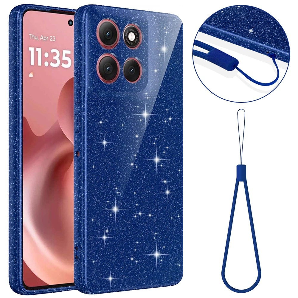 Schutzhülle Für Motorola Moto G17 Power / G17 / G15 / G15 Power, Mit Magsafe-funktion, Stoßfest, Glitzernd Blau