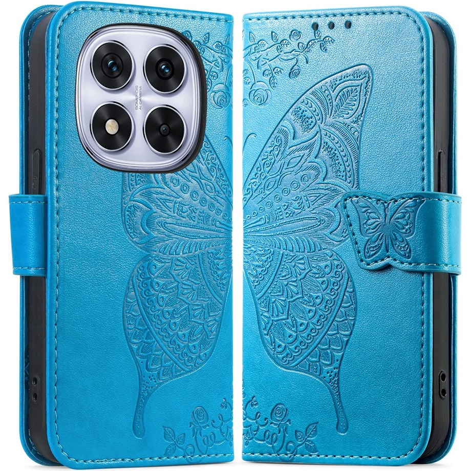 Klapphülle Für Xiaomi Redmi Note 15 Pro Plus 5g / Poco M8 Pro 5g, Schmetterling, Blau