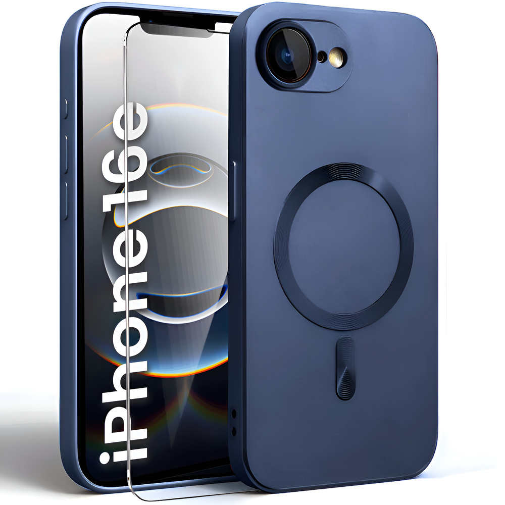 Iphone 17e/16e Hülle, Colormag, Für Magsafe, Marineblau + 9h Gehärtetes Glas