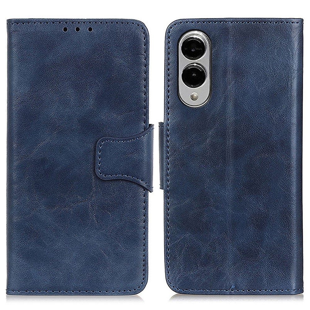 Samsung Galaxy S25 Edge Flip-hülle, Leder, Blau