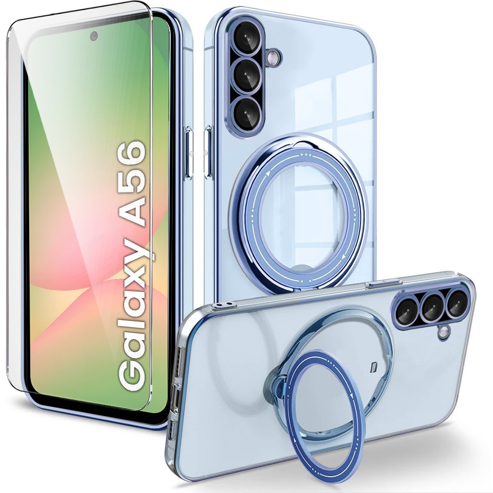 Magnetische Hülle Für Samsung Galaxy A56 5g, Mit Magsafe, Blau + 9h-glas