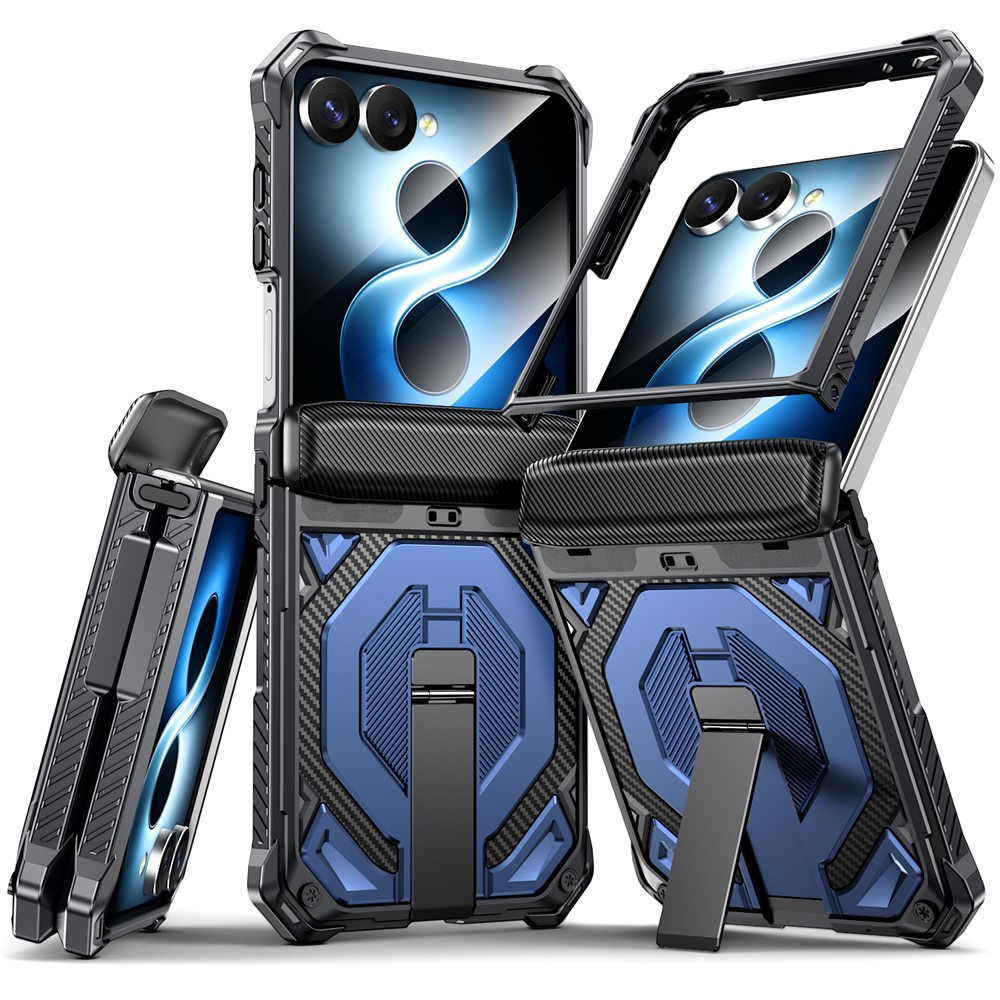 Gepanzerte Schutzhülle Für Samsung Galaxy Z Flip 8, Mit Ständer Und Scharnierabdeckung, Für Magsafe, Blau