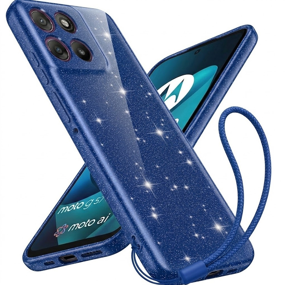Schutzhülle Für Motorola Moto G57 Power, Mit Magsafe-funktion, Stoßfest, Glitzernd Blau
