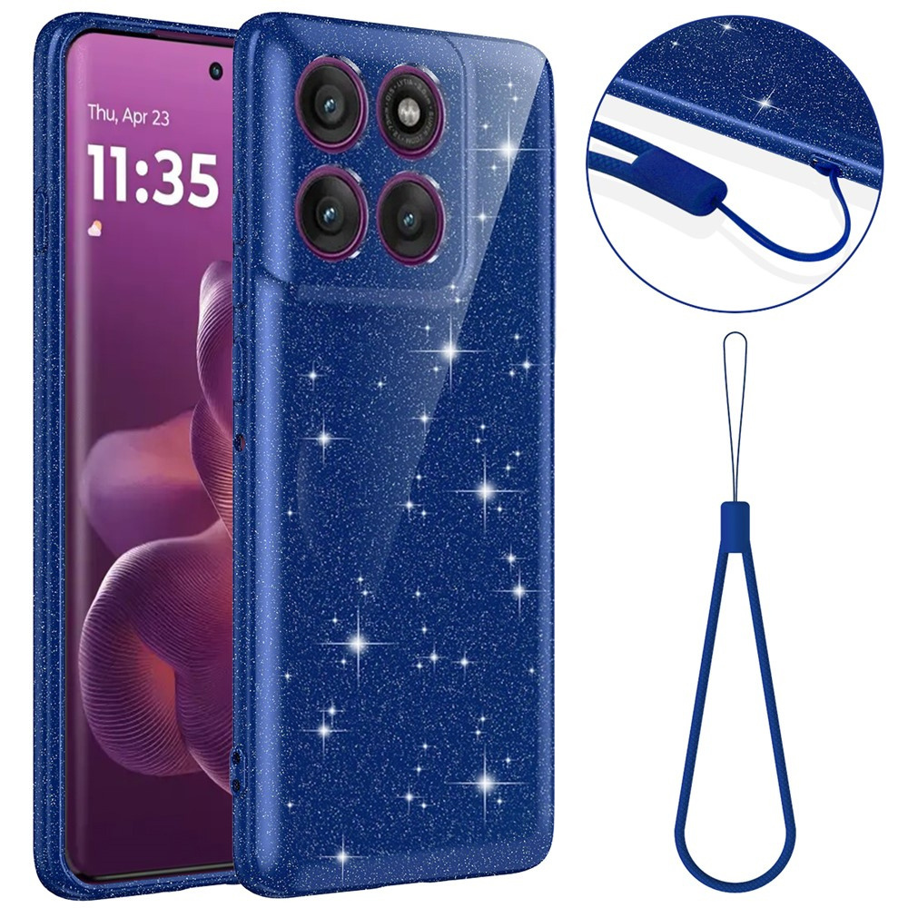 Schutzhülle Für Motorola Edge 70 Fusion, Mit Magsafe-anschluss, Stoßfest, Glitzernd Blau