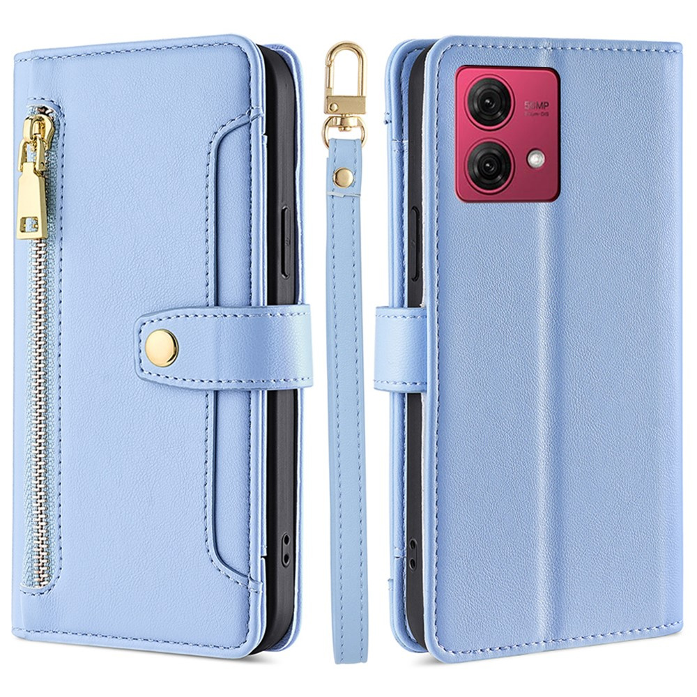 Motorola Moto G84 5g Klapphülle, Brieftaschenfach Mit Reißverschluss, Blau