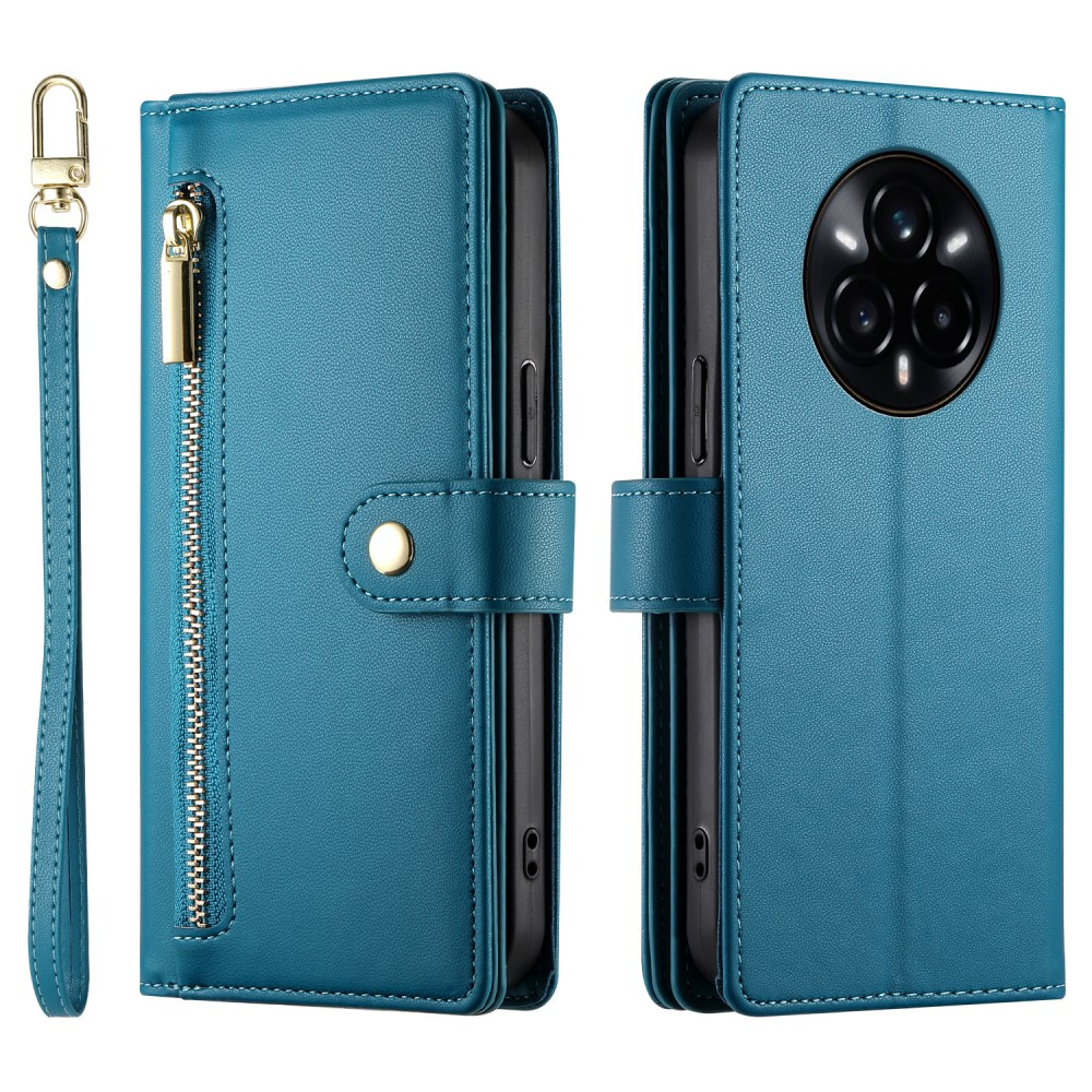 Realme 14 Pro 5g Flip Case, Brieftaschenfach Mit Reißverschluss, Blau