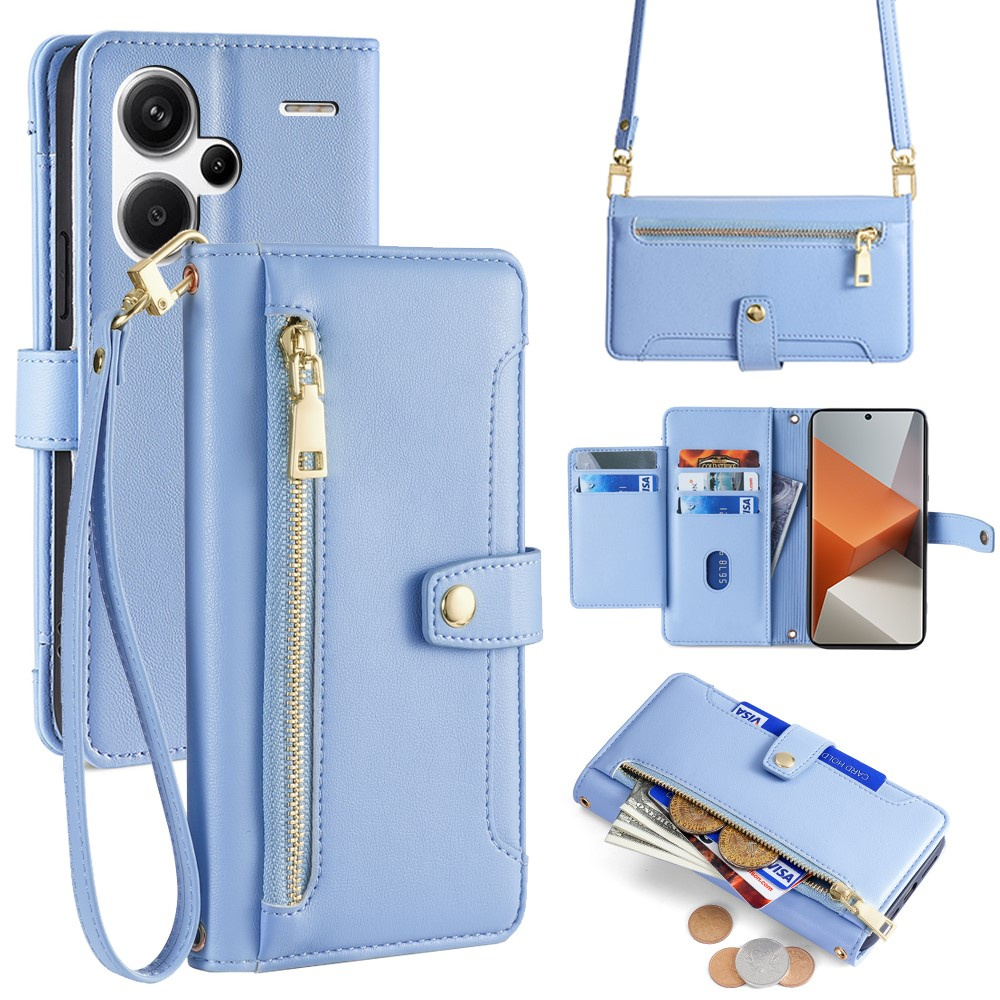 Klapphülle Für Xiaomi Redmi Note 13 Pro+, Mit Reißverschlussfach, Blau