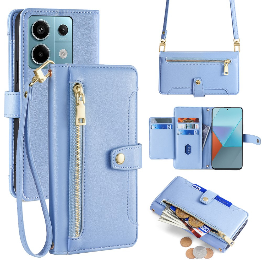 Klapphülle Für Xiaomi Redmi Note 13 Pro 5g, Mit Reißverschlussfach, Blau