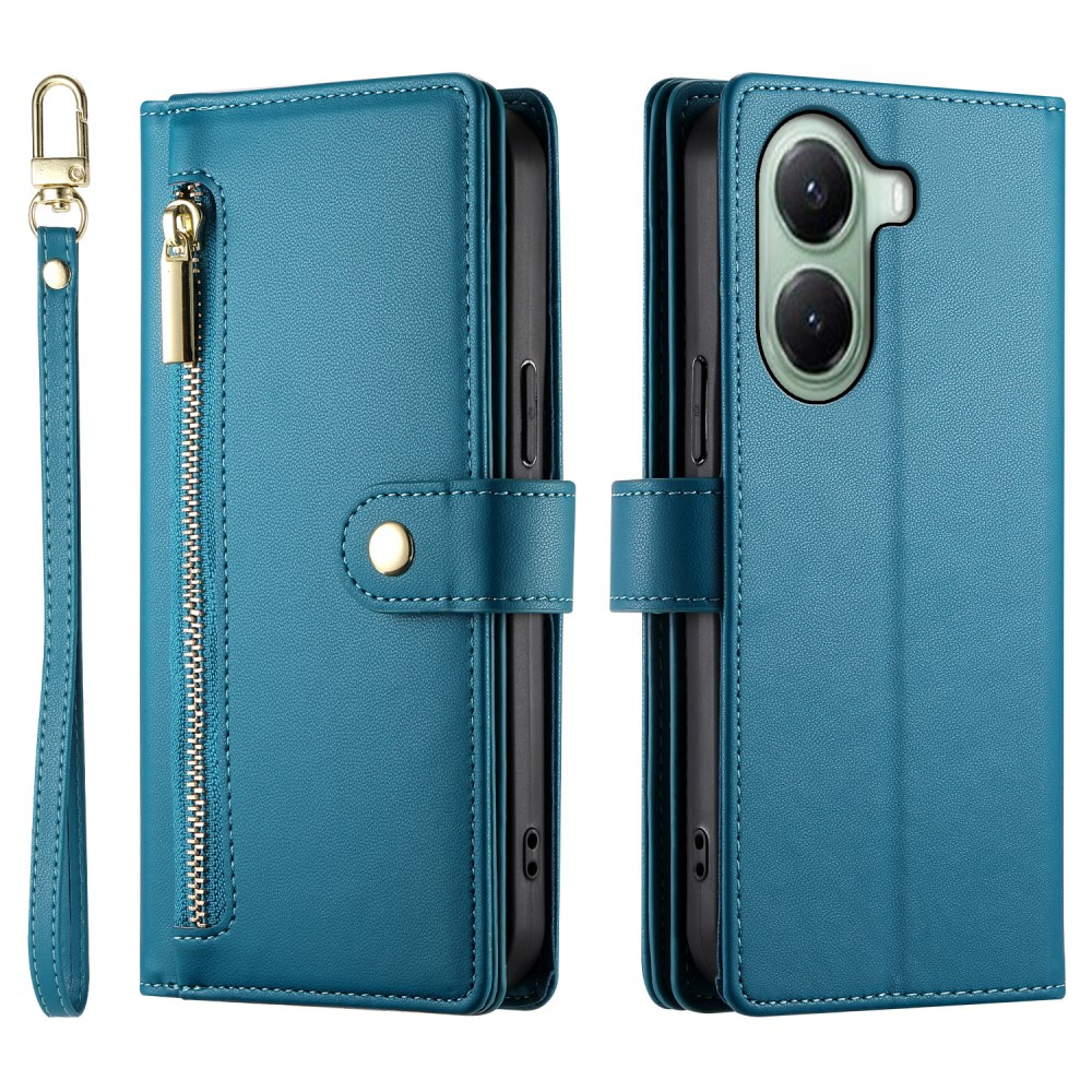 Xiaomi Poco X7 Pro 5g Flip Case, Brieftaschenfach Mit Reißverschluss, Blau