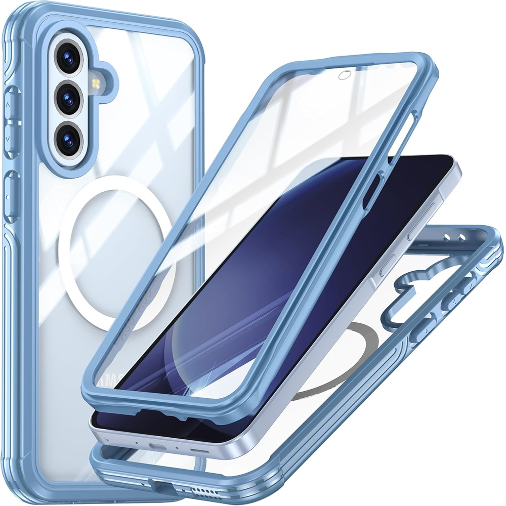 Schutzhülle Für Samsung Galaxy A36 5g / Samsung Galaxy A56 5g, Stoßfest, Mit Glas, Für Magsafe, Blau