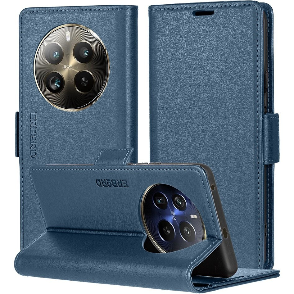Realme 12 Pro 5g / 12 Pro+ 5g Hülle, Glänzende Litschi-klapphülle, Blau