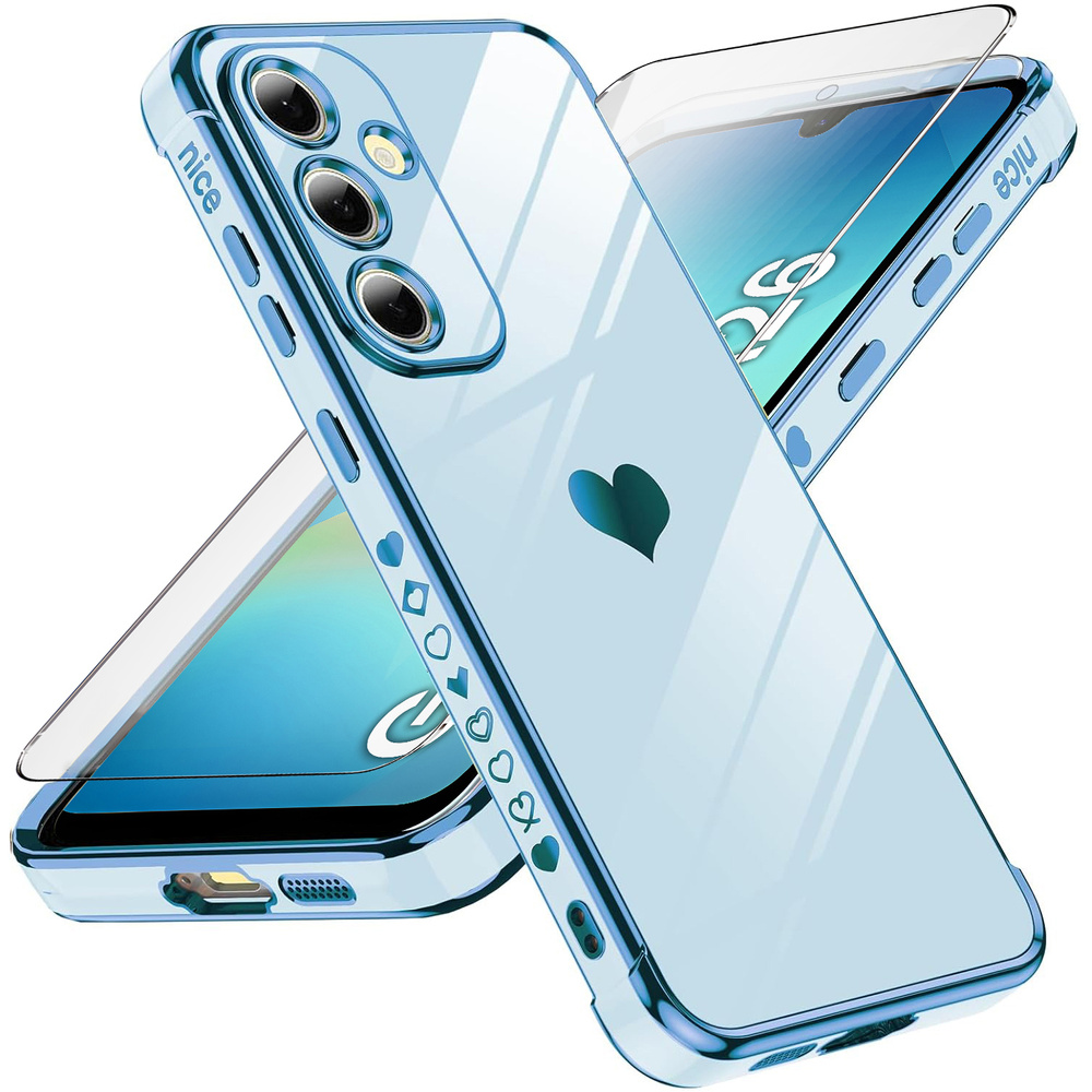 Schutzhülle Für Samsung Galaxy A26 5g, Elektroherz, Blau + 9h-glas