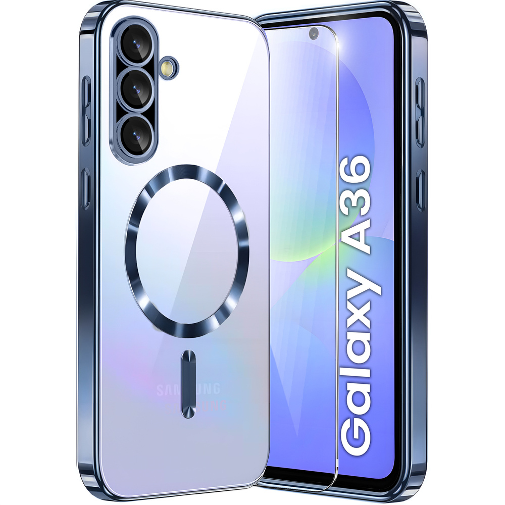 Schutzhülle Für Samsung Galaxy A36 5g, Electro Magsafe, Marineblau + Displayschutzfolie Aus Glas