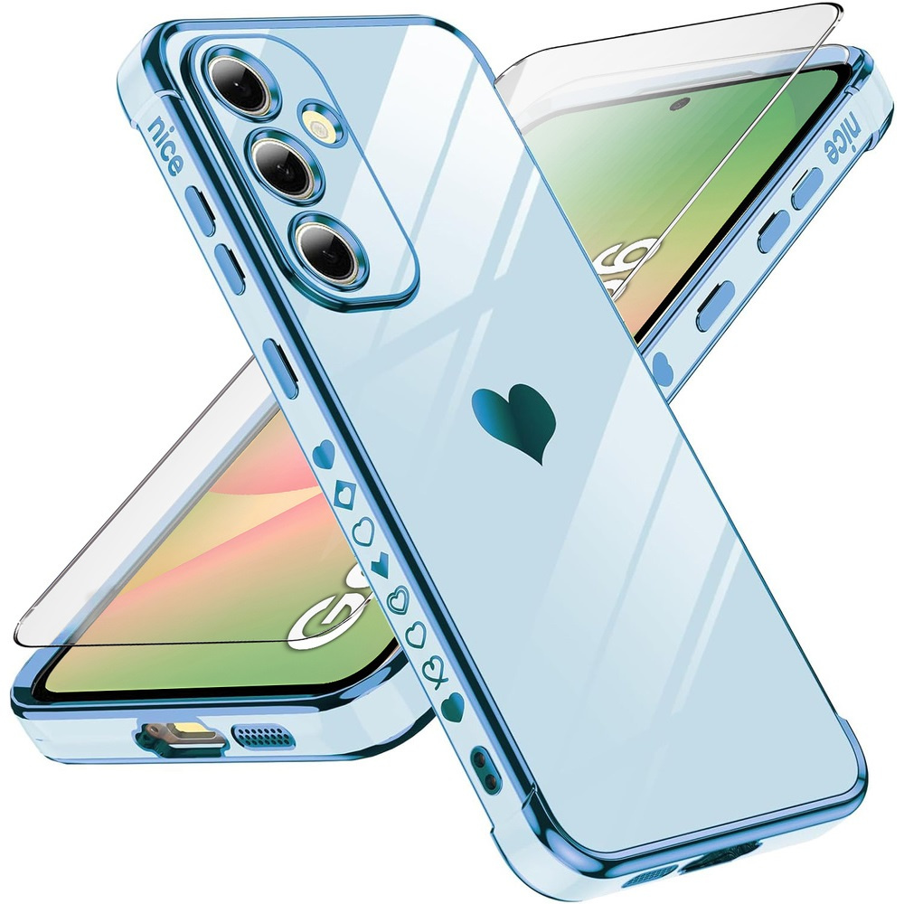 Schutzhülle Für Samsung Galaxy A56 5g, Elektroherz, Blau + 9h-glas