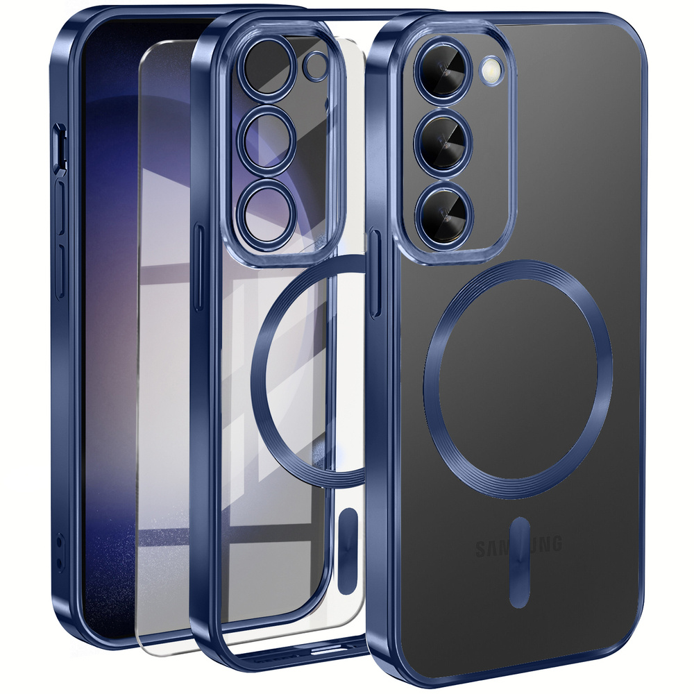 Schutzhülle Für Samsung Galaxy S23 Plus, Electro Magsafe, Marineblau + Displayschutzfolie Aus Glas