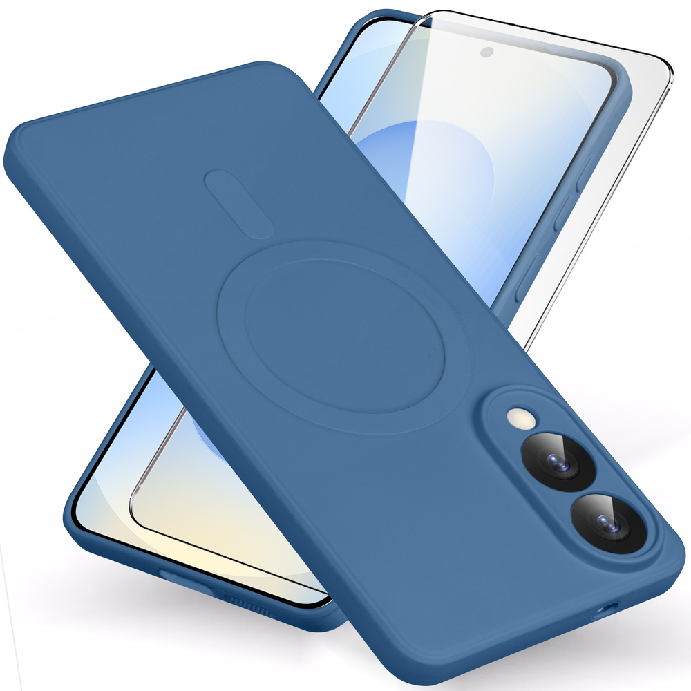 Schutzhülle Für Samsung Galaxy S25 Edge, Silikon Lite, Blau + 9h-glas