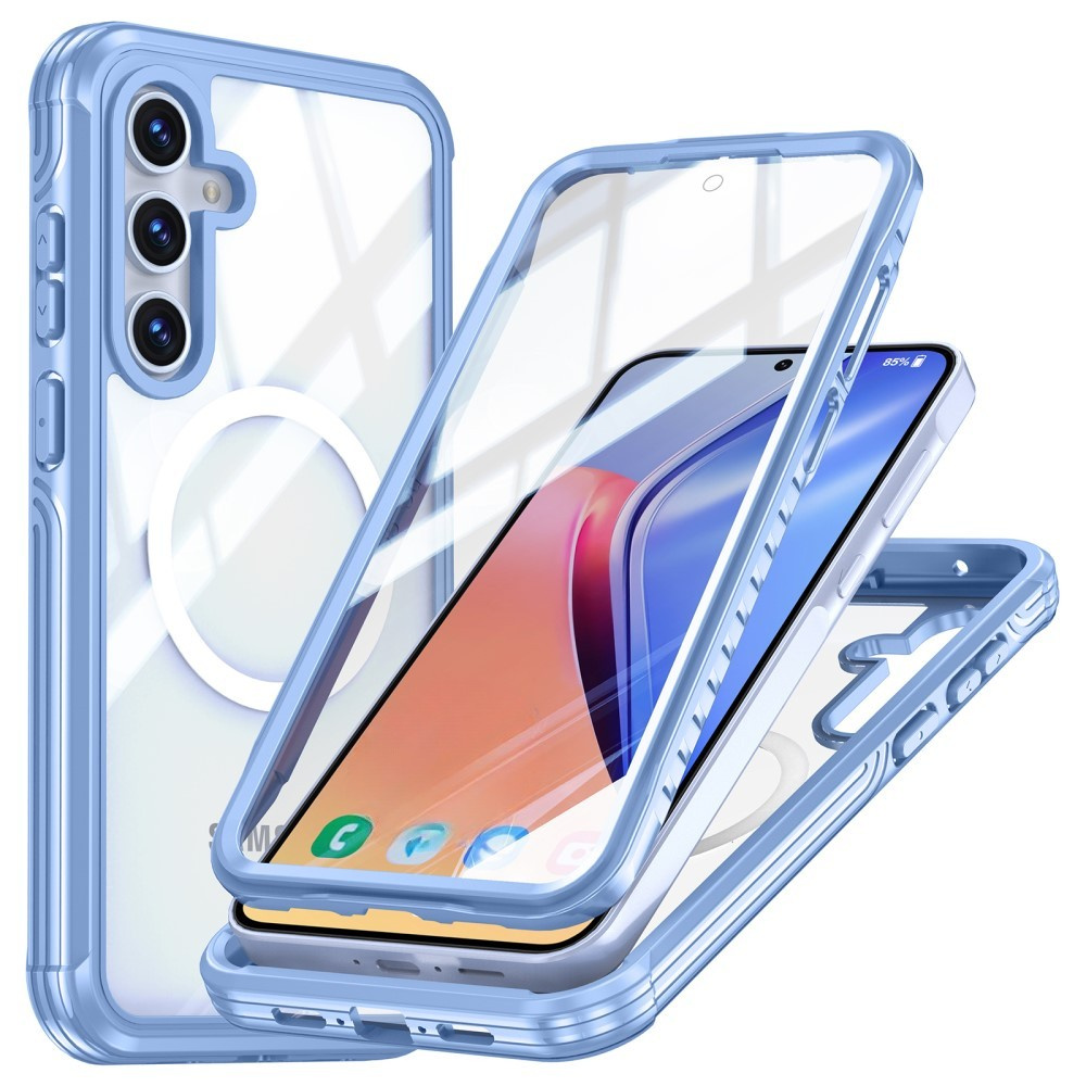 Schutzhülle Für Samsung Galaxy S24 Fe, Stoßfest, Mit Glas, Für Magsafe, Blau