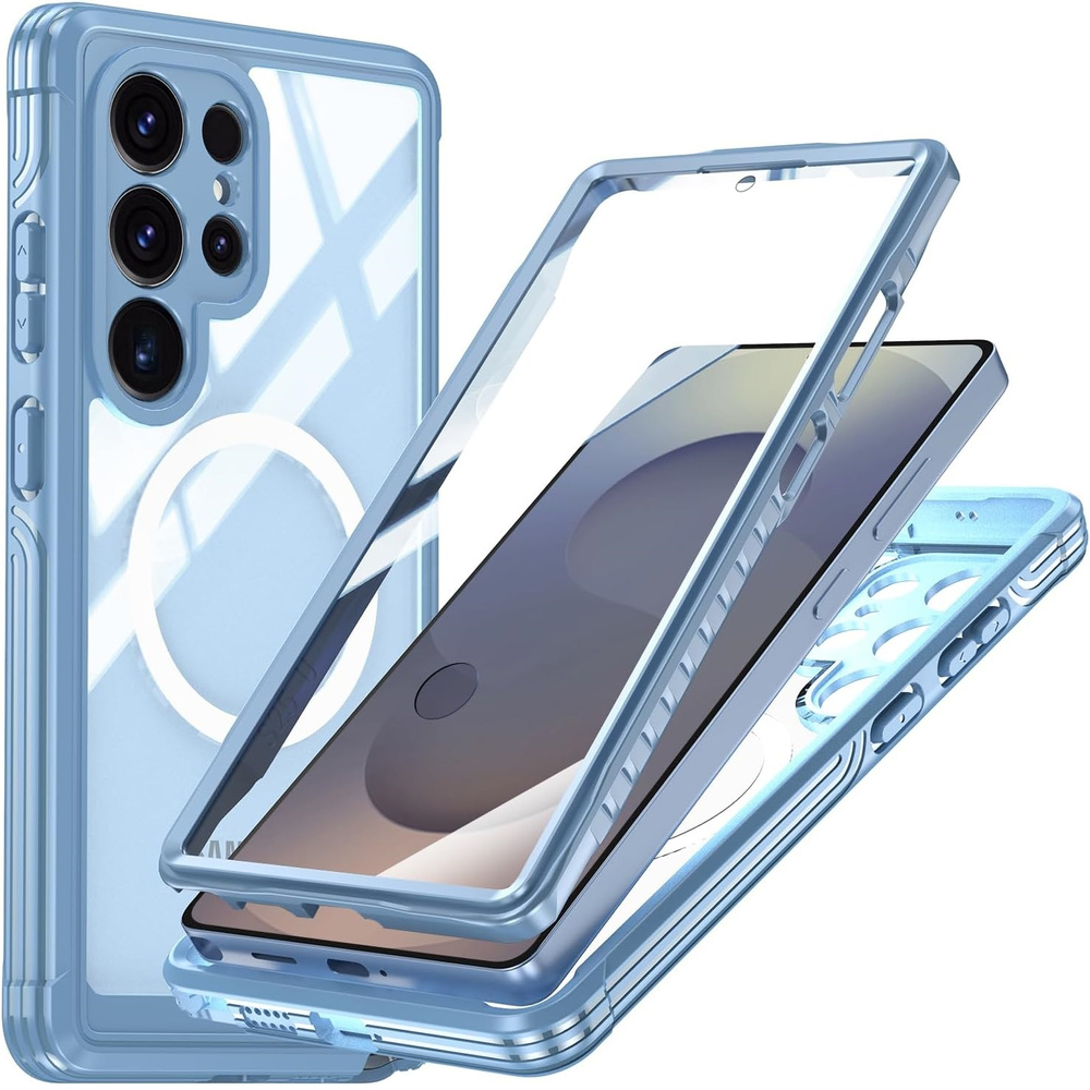 Samsung Galaxy S25 Ultra Stoßfeste Hülle Mit Glas Für Magsafe, Blau