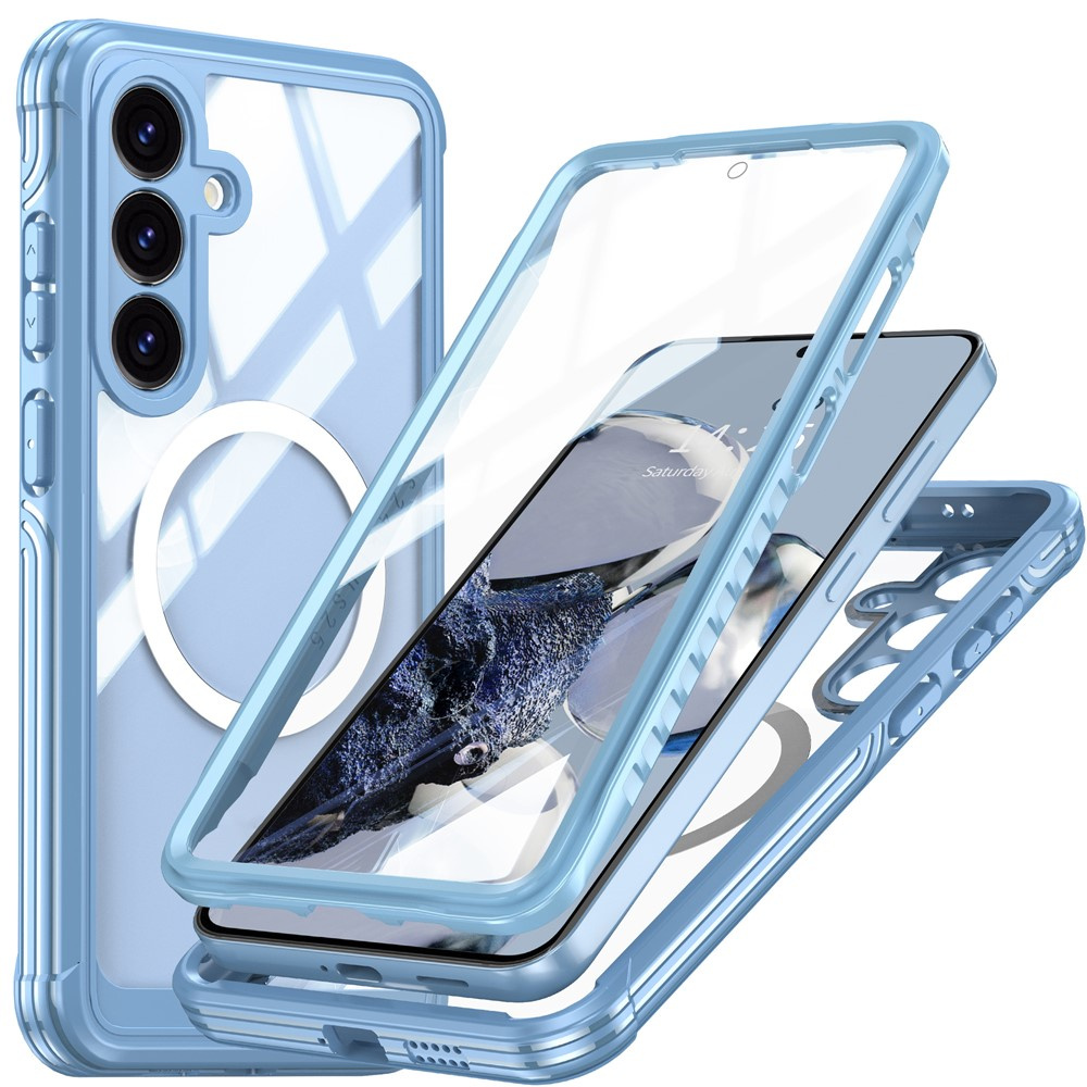 Schutzhülle Für Samsung Galaxy S25 Fe, Stoßfest, Mit Glas, Für Magsafe, Blau