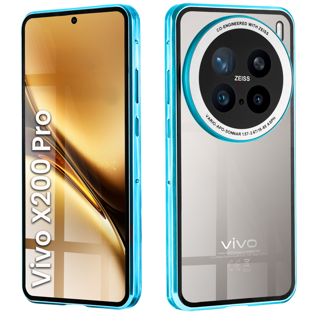 Schutzhülle Für Vivo X200 Pro 5g, Magnetisches Dualglas, Blau