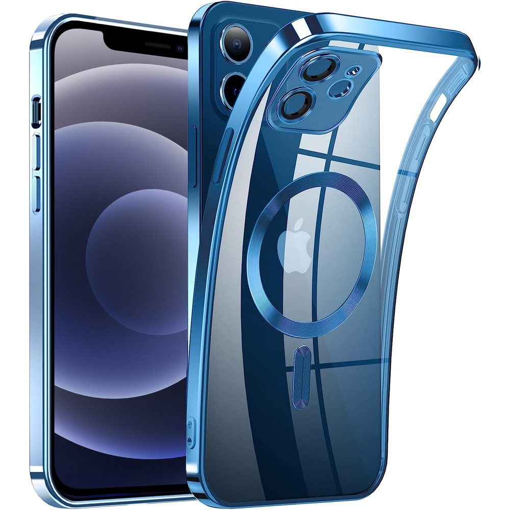 Iphone 12 Hülle, Electro Magsafe, Blau + Displayschutzfolie