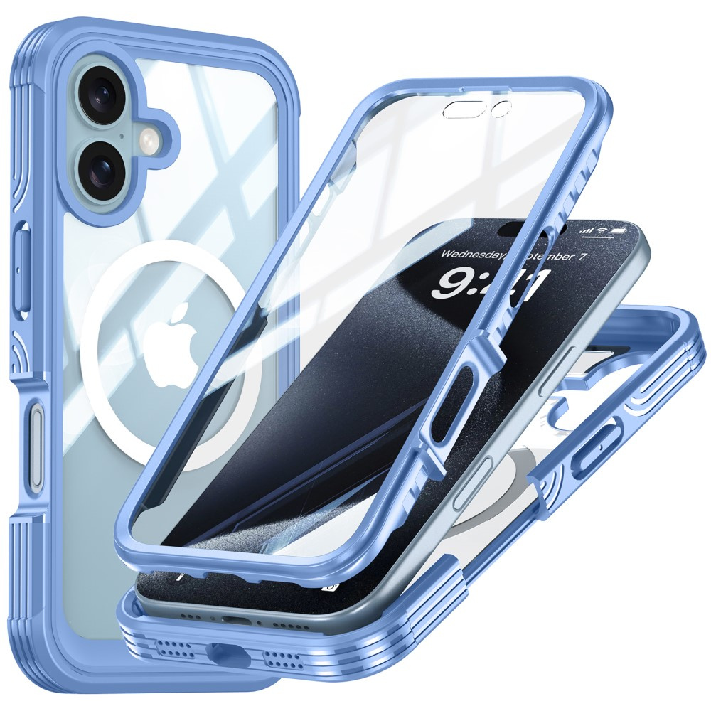 Stoßfeste Iphone 16 Plus Hülle Mit Glas Für Magsafe, Blau