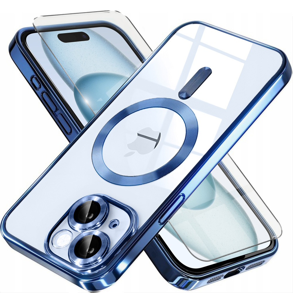 Iphone 15 Hülle, Electro Magsafe, Blau + Displayschutzfolie