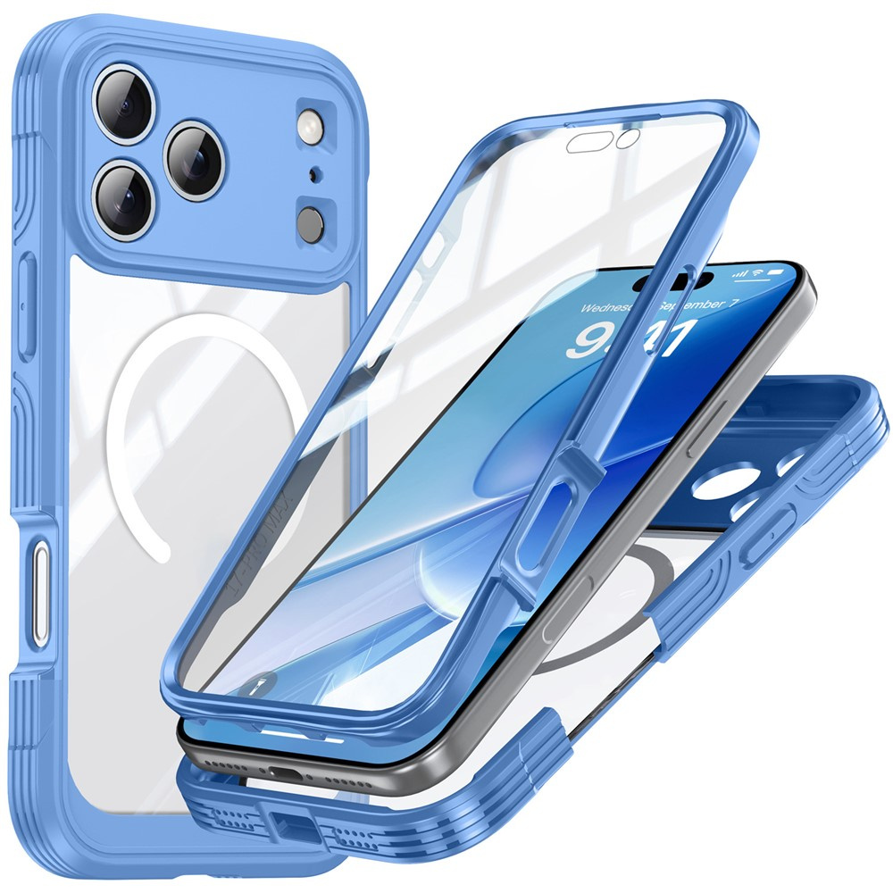 Stoßfeste Iphone 17 Pro Hülle Mit Glas Für Magsafe, Blau