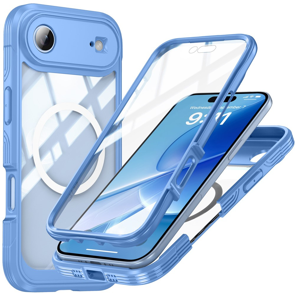 Iphone Air Hülle, Stoßfest, Mit Glas, Für Magsafe, Blau