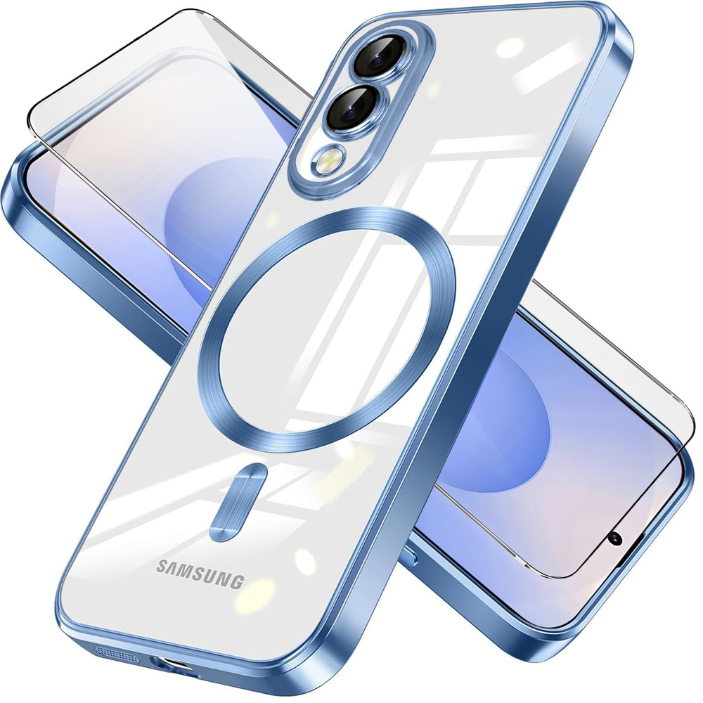 Schutzhülle Für Samsung Galaxy S25 Edge, Electro Magsafe, Blau + Displayschutzfolie Aus Glas