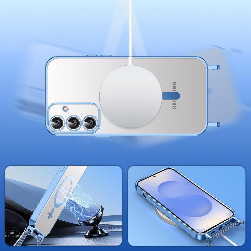 Schutzhülle Für Samsung Galaxy S25+ Plus, Electro Magsafe, Blau + Trageband