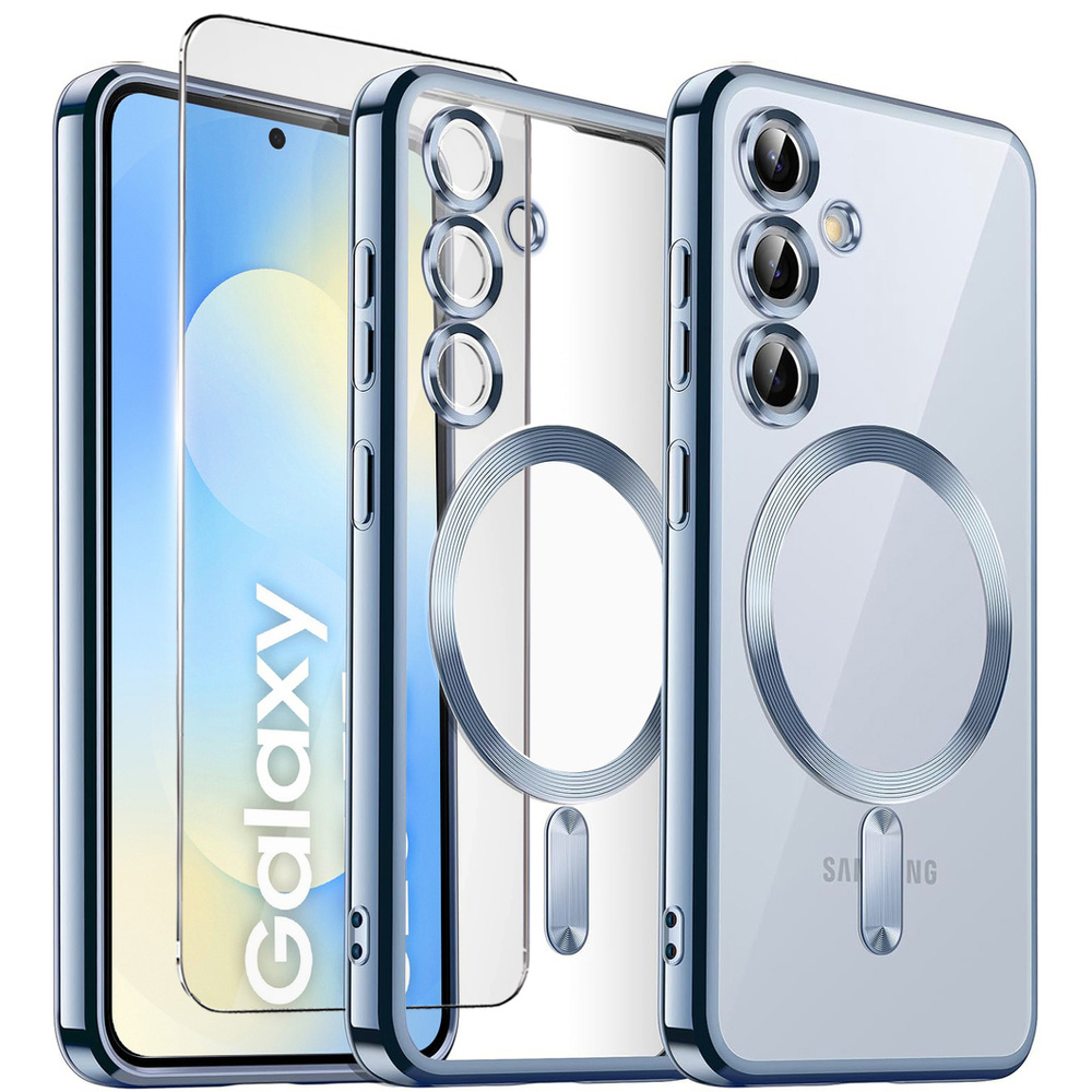 Samsung Galaxy S25 Fe Hüllenset, Electro Magsafe, Blau + Displayschutzfolie