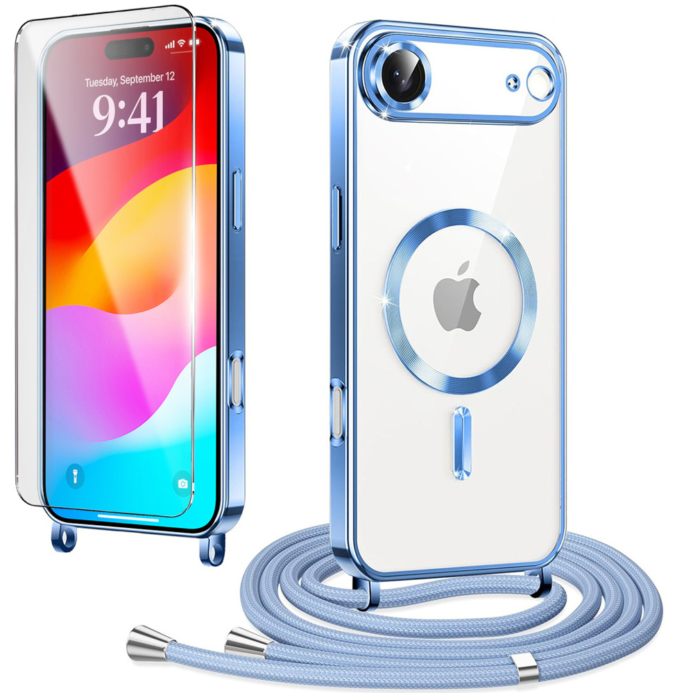 Set Bestehend Aus Iphone Air Hülle, Electro Magsafe, Blau + Trageband + Displayschutzfolie