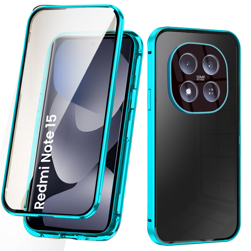 Schutzhülle Für Xiaomi Redmi Note 15 5g / Poco M8 5g, Magnetisches Dualglas, Blau