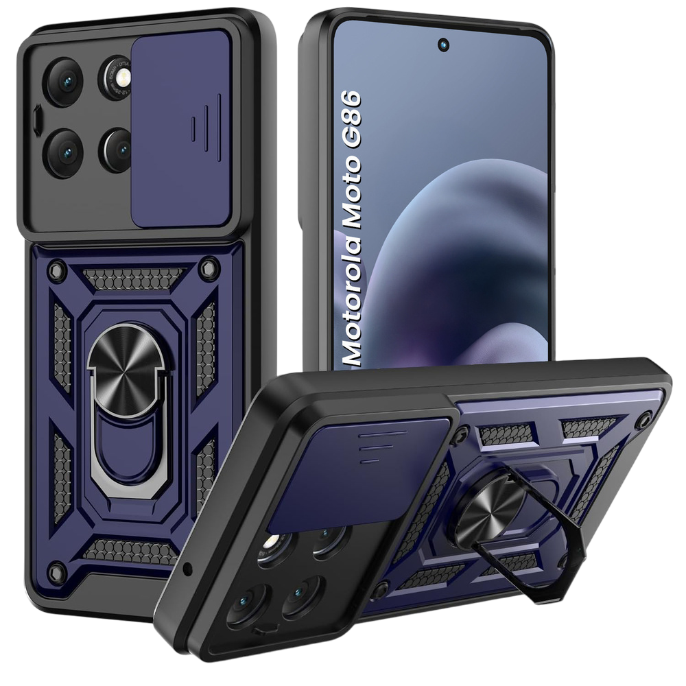 Gepanzerte Schutzhülle Für Motorola Moto G86 5g, Camshield Slide, Blau