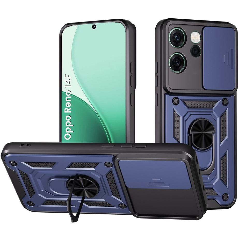 Gepanzerte Schutzhülle Für Oppo Reno 14 F / 14 Fs, Camshield Slide, Blau