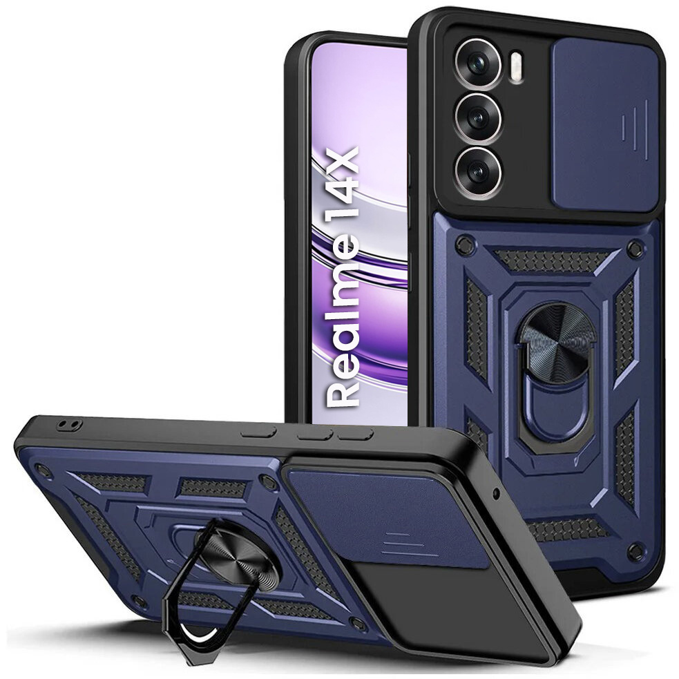 Gepanzerte Schutzhülle Für Realme 14x / Realme C75, Camshield Slide, Blau