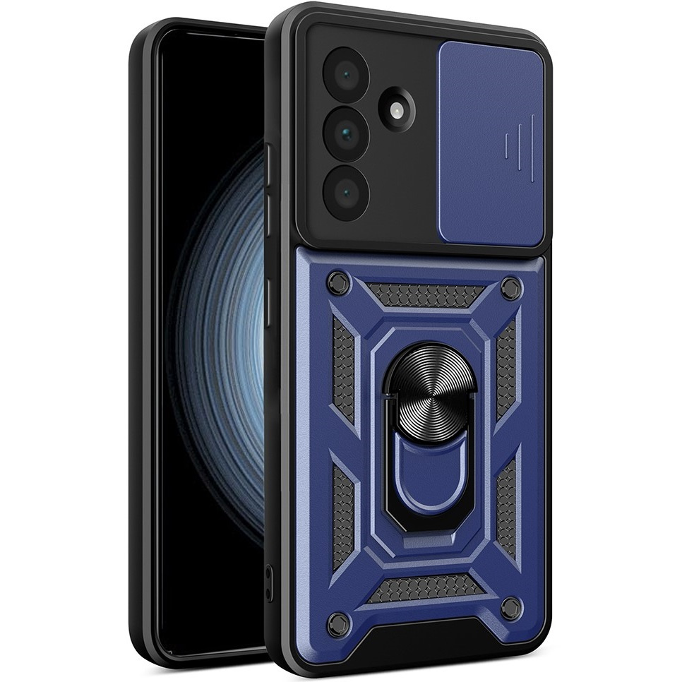 Gepanzertes Gehäuse Für Samsung Galaxy A56, Camshield Slide, Blau + 9h Gehärtetes Glas