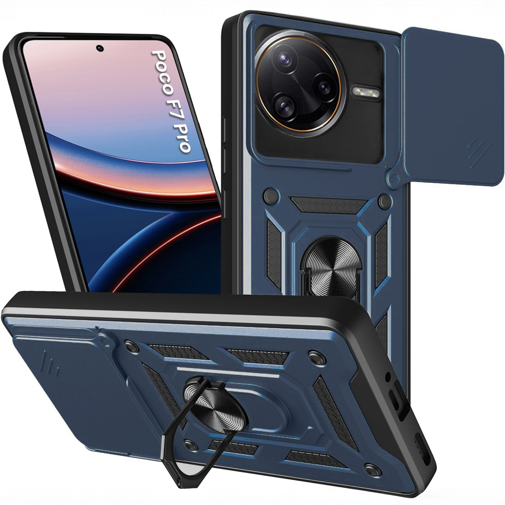 Schutzhülle Mit Schutzfunktion Für Xiaomi Poco F7 Pro, Camshield Slide, Blau