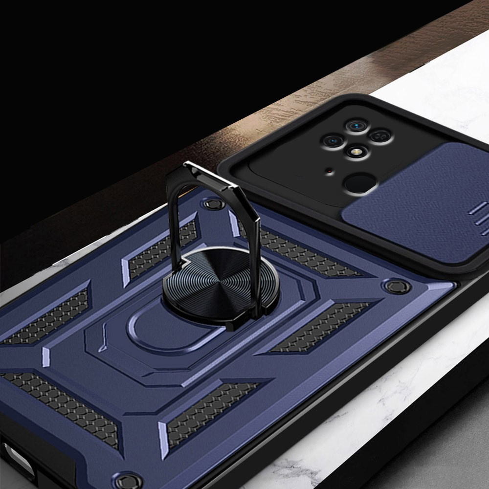 Schutzhülle Mit Schutzfunktion Für Xiaomi Redmi 10c, Camshield Slide, Marineblau