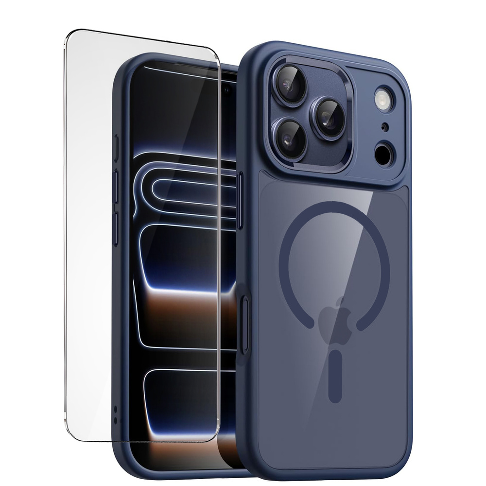 Set Mit Schutzhüllen Für Iphone 17 Pro, Mit Magsafe, Blau + Glas