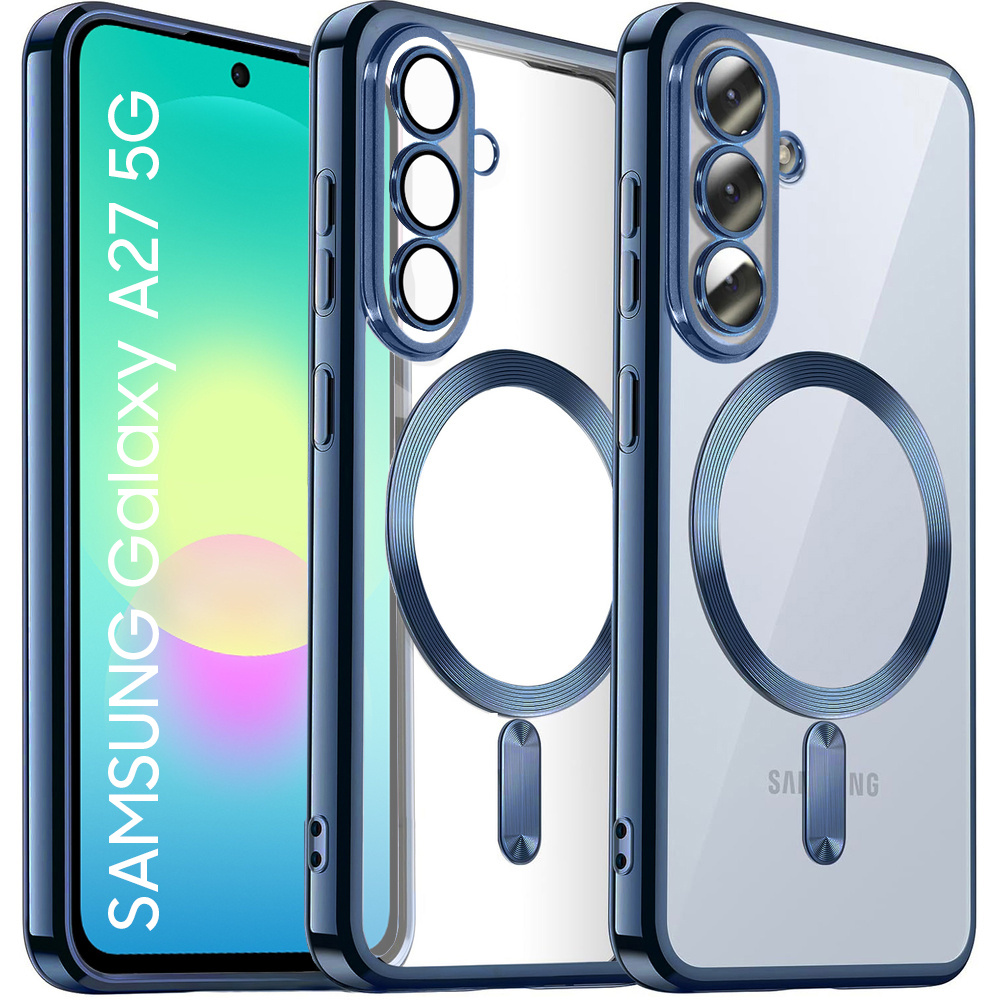 Transparente Hülle Für Samsung Galaxy A27 5g, Electro Magsafe, Marineblauer Rahmen