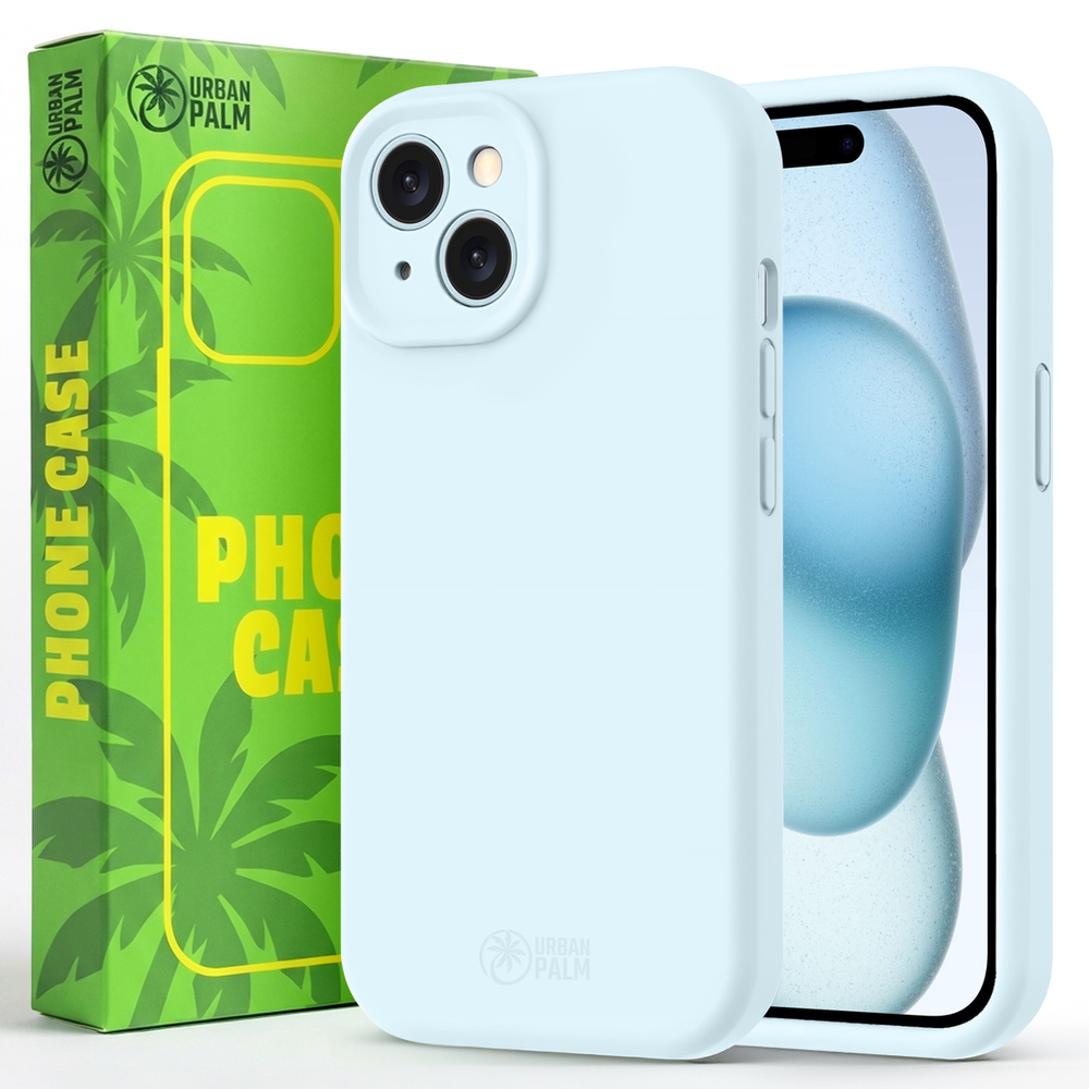 Urbanpalm Iphone 15 Hülle, Silikon, Magsafe-kompatibel, Taubenblau