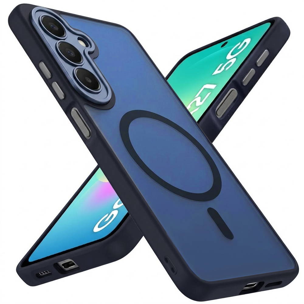 Rauchgraue Hülle Für Samsung Galaxy A27 5g, Matte Hülle, Mit Magsafe-anschluss, Blauer Rahmen